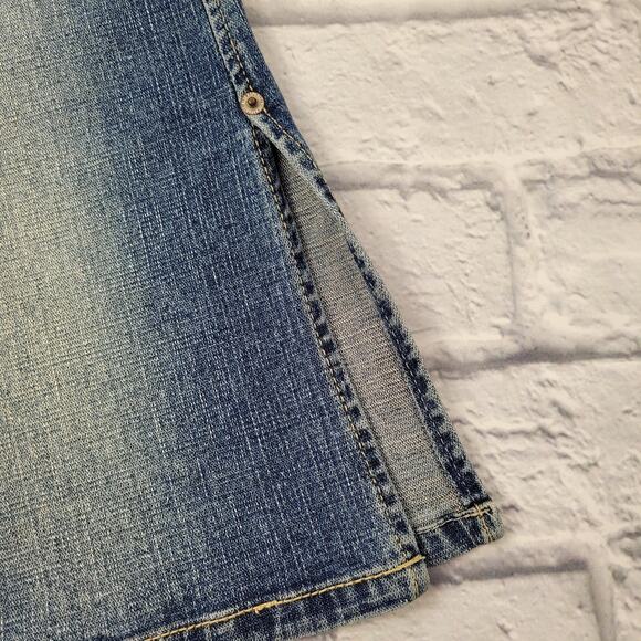Distressed Denim Skirt by Blue Asphalt size 5 Side Vent - Picture 3 of 6